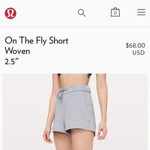 Lulu lemon on the fly short